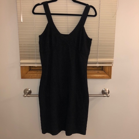 Express Black Sparkle Knit Dress Size: L - Picture 4 of 10